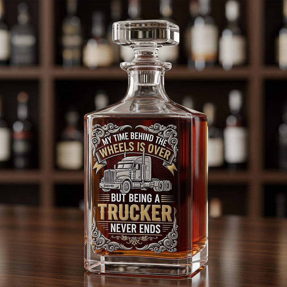Personalized Retirement Gift for Truckers - Custom Drinking Lover's Bottle Whiskey Bottle PopCulturePrints