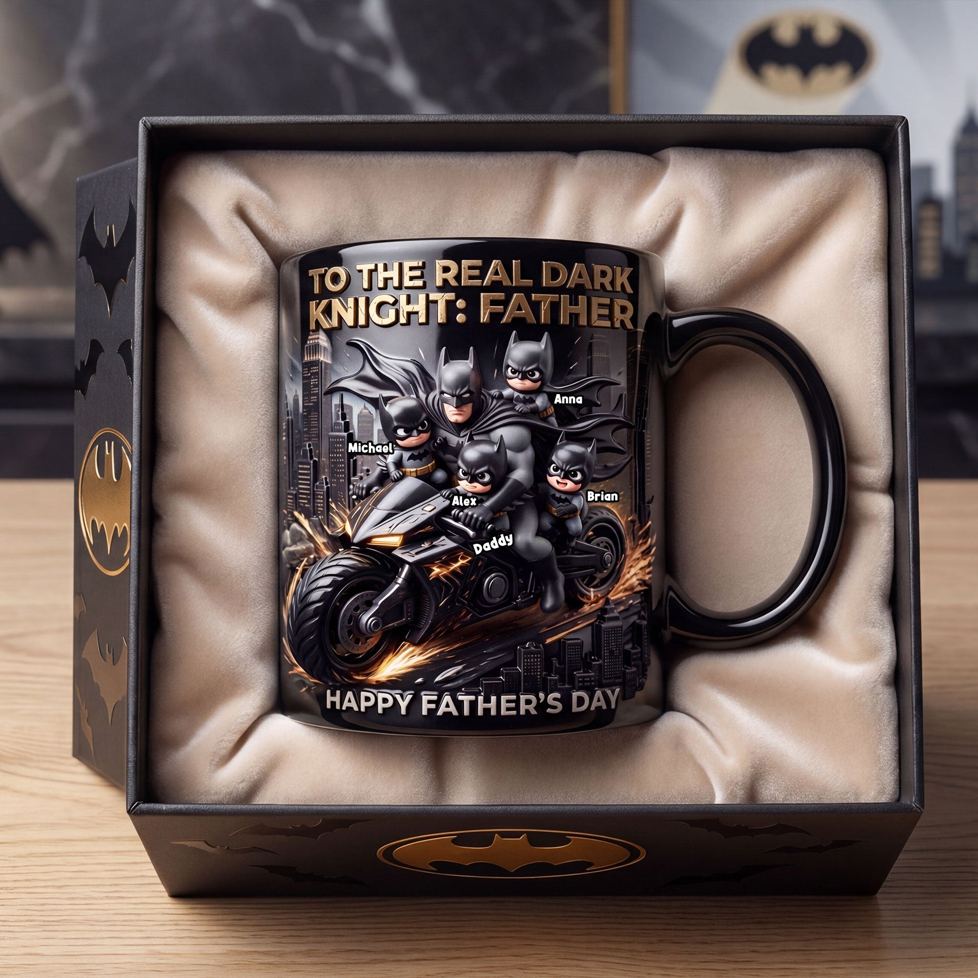 "To The Real Dark Knight: Father - Personalized Magic Coffee Mug for Dad and Grandpa" Coffee Mug PopCulturePrints