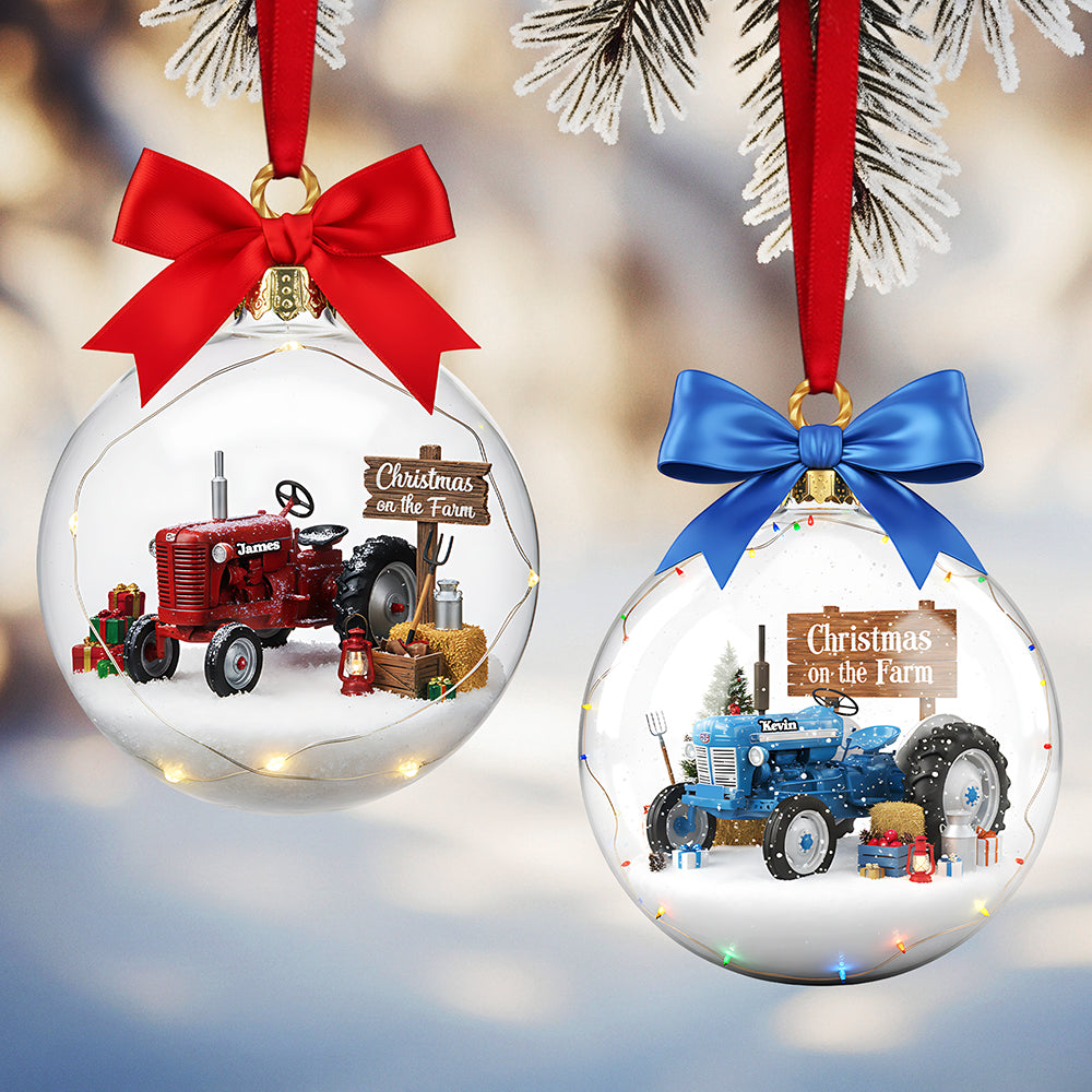 “Celebrate Christmas on the Farm!” - Farm Tractors Acrylic Ornament, Custom Personalized Gift for Friends, Family, and Farming Enthusiasts Ornament PopCulturePrints