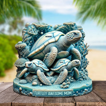 Load image into Gallery viewer, Turtley Awesome Mom - Personalized Sea Turtle Plaque Gift Shaped Plaques PopCulturePrints
