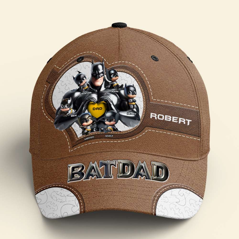 “My Superhero Dad” - Shadow Dad Classic Cap - Personalized Gift for Dad & Grandpa Caps PopCulturePrints