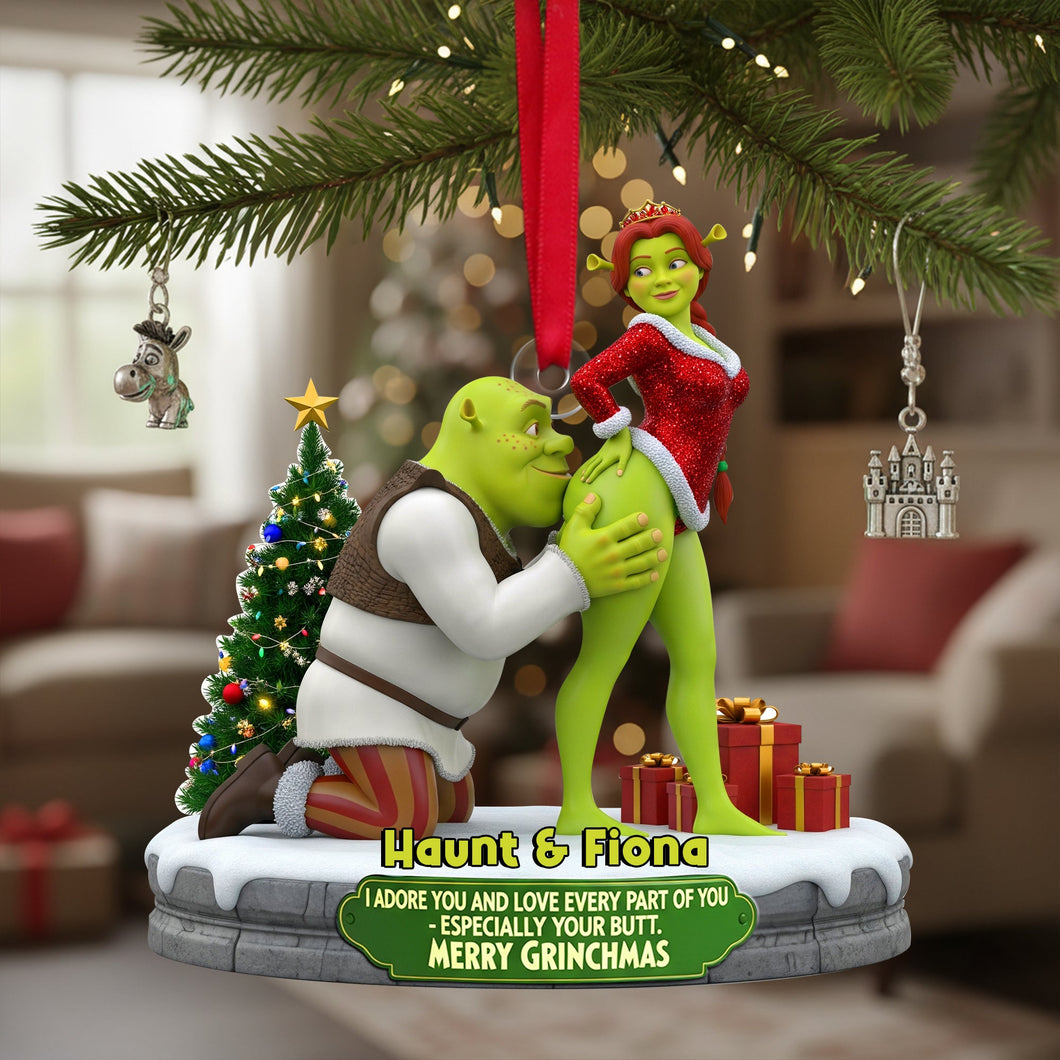 Cheeky Kisses Couple Ornament - Personalized Gift for Couples Ornament PopCulturePrints