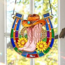 Load image into Gallery viewer, “Embrace Your Western Spirit” - Western Spirit Suncatcher Ornament, Personalized Gift for Cowgirls Ornament PopCulturePrints
