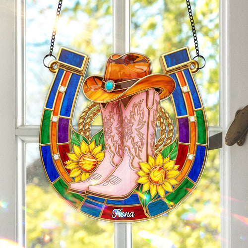 “Embrace Your Western Spirit” - Western Spirit Suncatcher Ornament, Personalized Gift for Cowgirls Ornament PopCulturePrints
