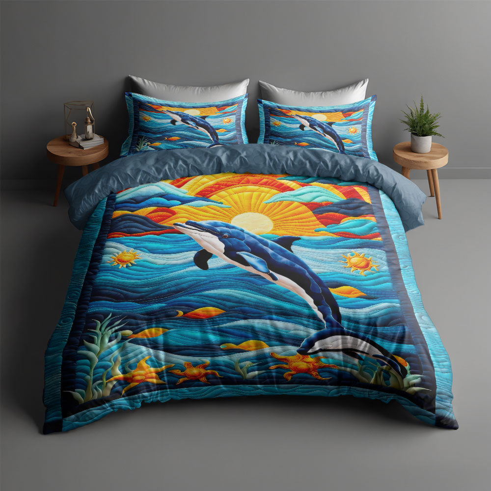 Dolphin Lover's Paradise Quilt Bed Set Blanket PopCulturePrints