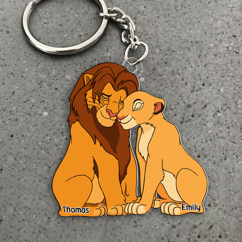 Personalized Lion Couple Keychain - Custom Names