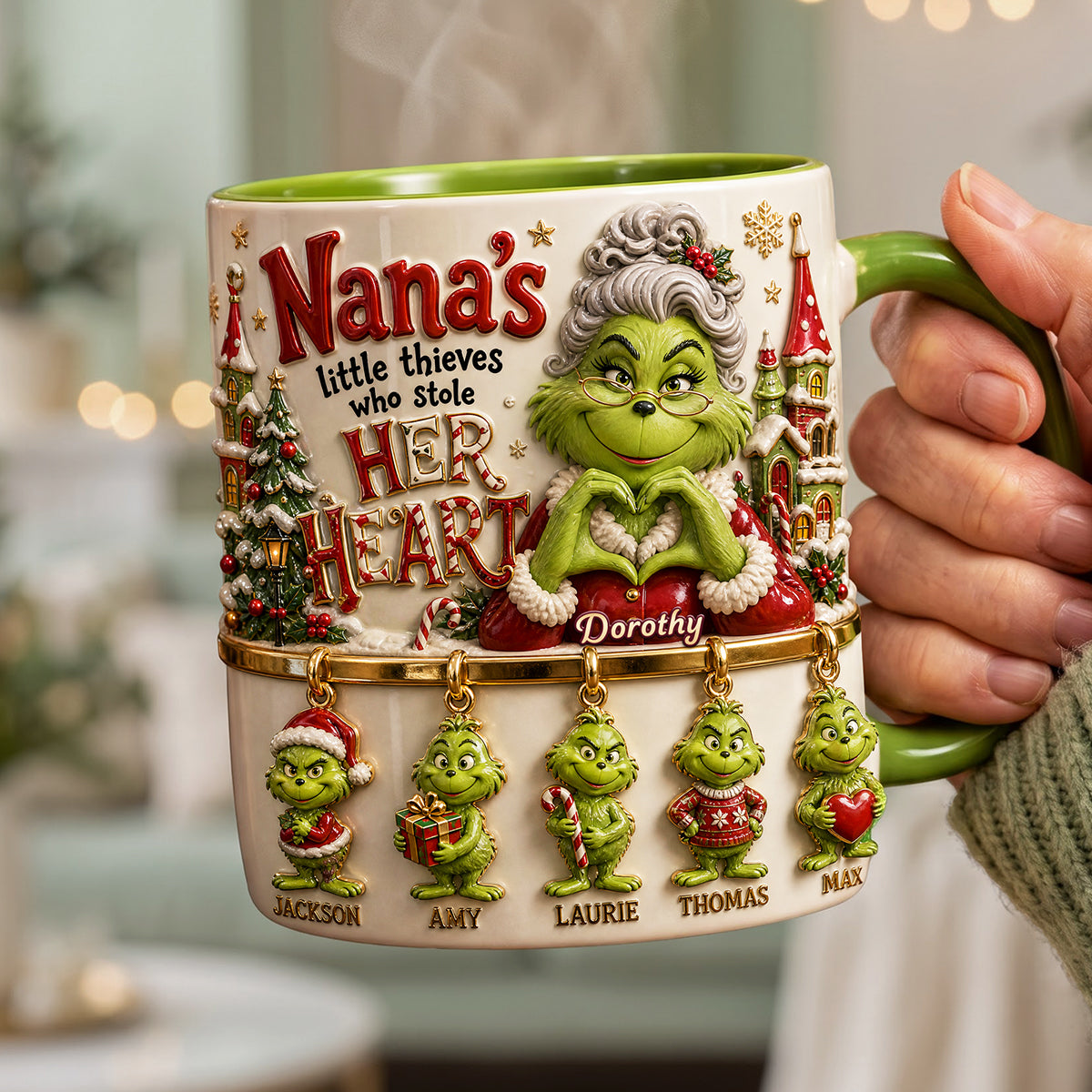 Nana's Little Thieves Who Stole Her Heart - Personalized Grandma Holiday Christmas Coffee Mug Coffee Mug PopCulturePrints