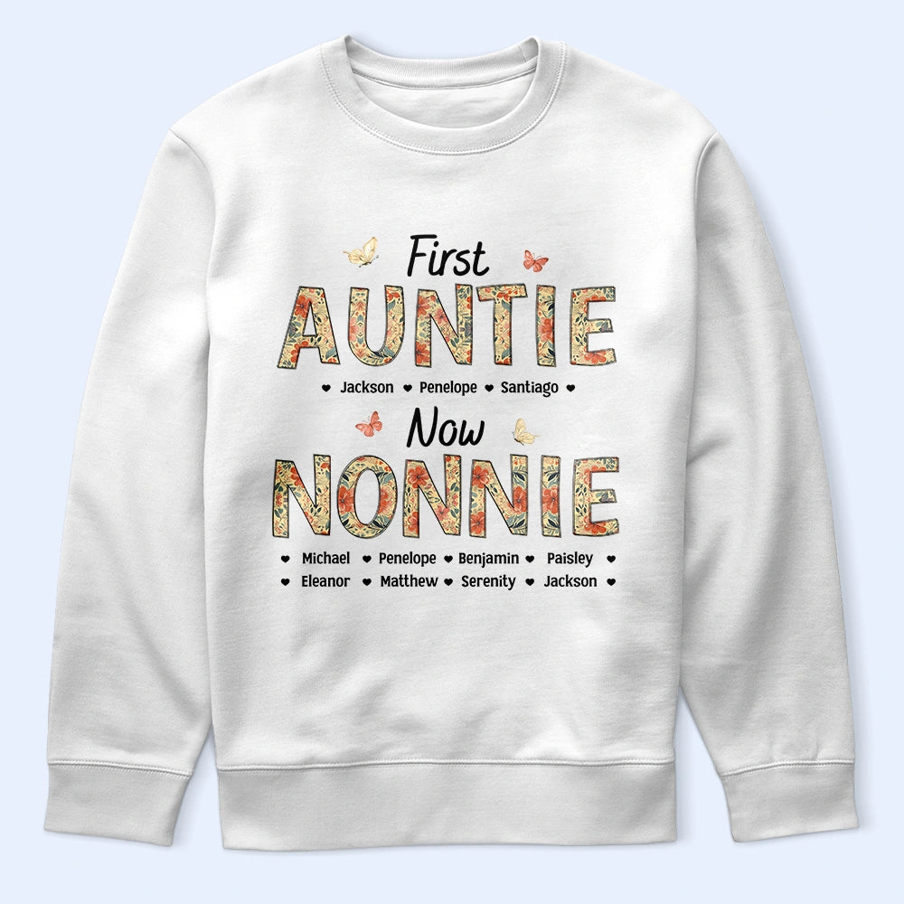 First Mom Now Nana – Flower Pattern Personalized T-Shirt for Loving Moms and Grandmas T-shirt PopCulturePrints