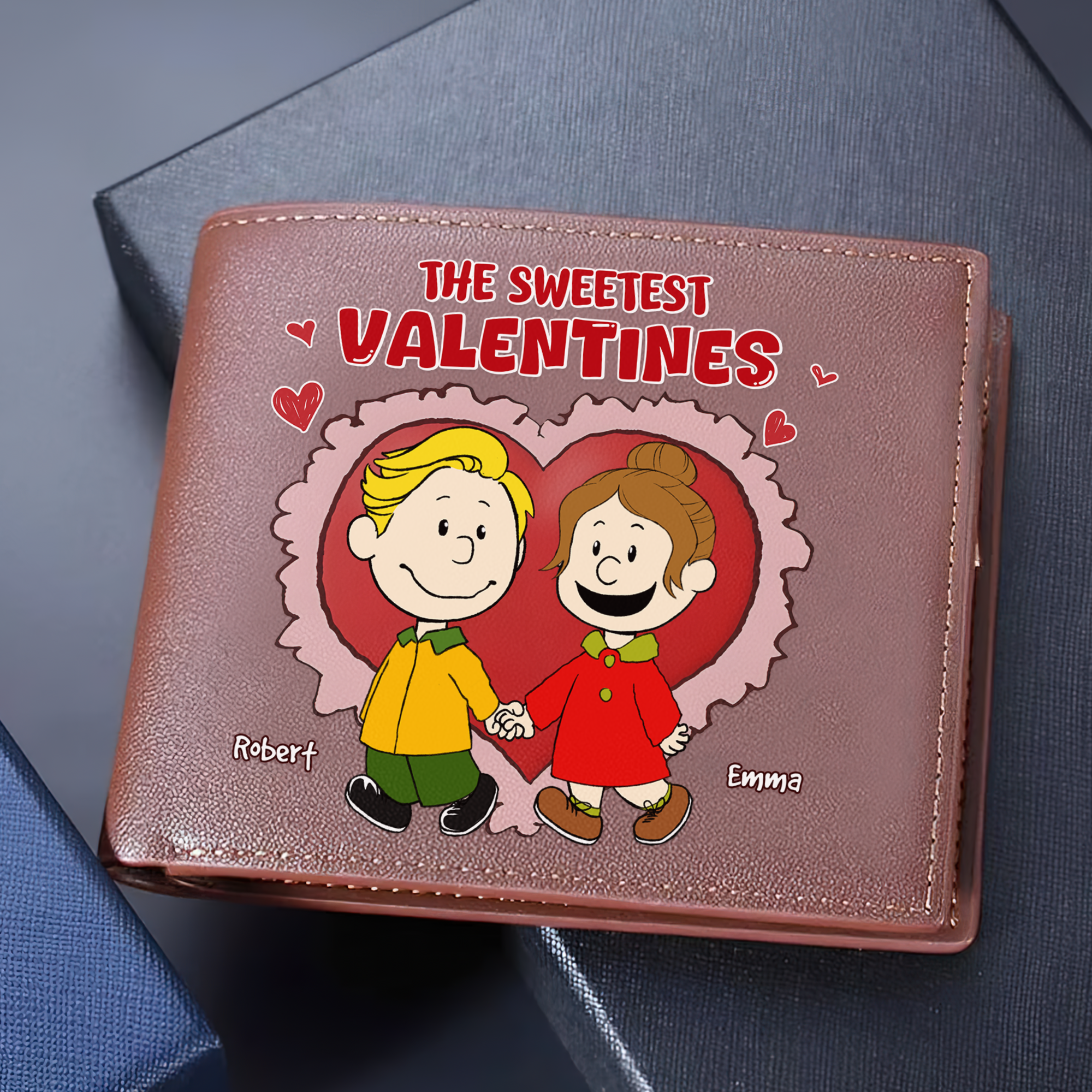 Personalized PU Leather Wallet for Couples - Sweetest Valentines Leather Wallet PopCulturePrints