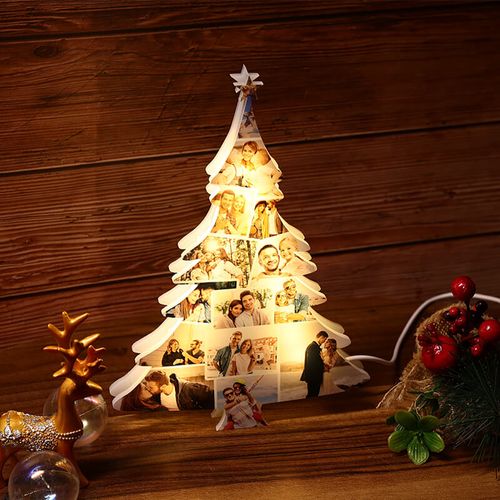 Personalized Christmas Tree Shaped Photo Light - Custom Family Gift Led Night Light PopCulturePrints