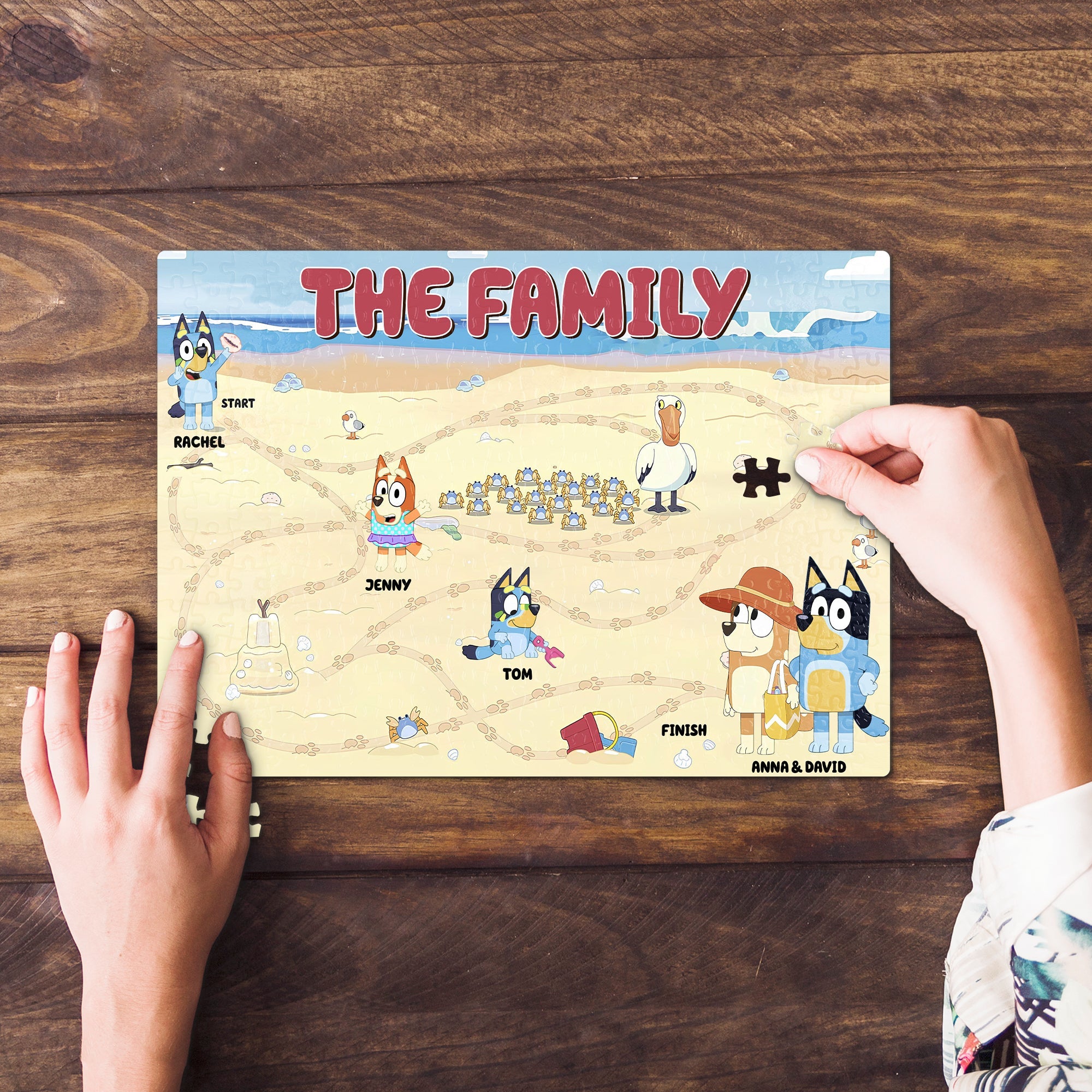 Personalized Family Cartoon Jigsaw Puzzle - Customizable Name Puzzle - Perfect Gift for Kids & Families