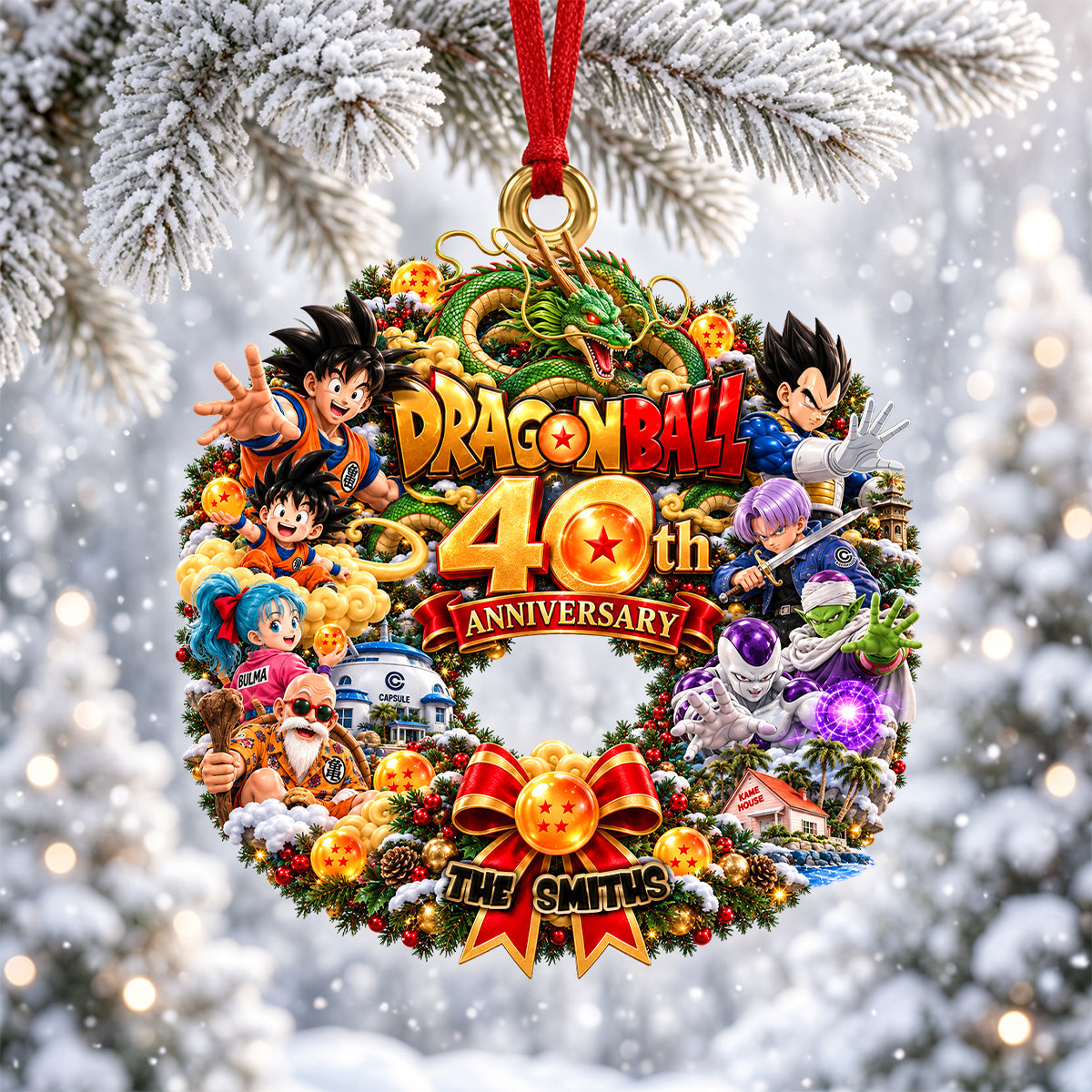 Epic 40 Years of Dragon Ball Battles Christmas Ornament - Personalized Anniversary Gift