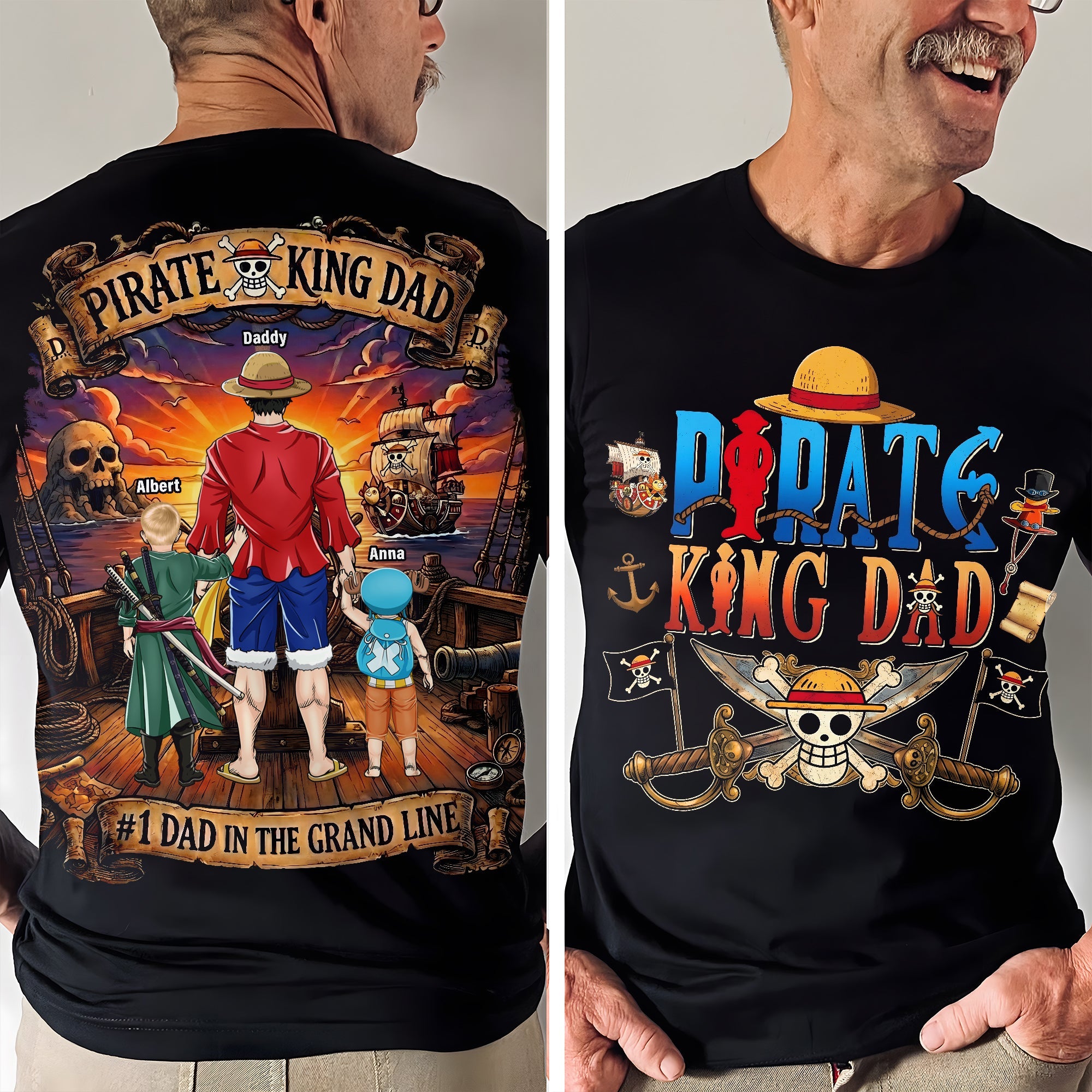 “#1 Dad In The Grand Line” - Legendary Adventure Dad Shirt - Personalized Gifts for Dads, Grandpa, and More! Shirts PopCulturePrints