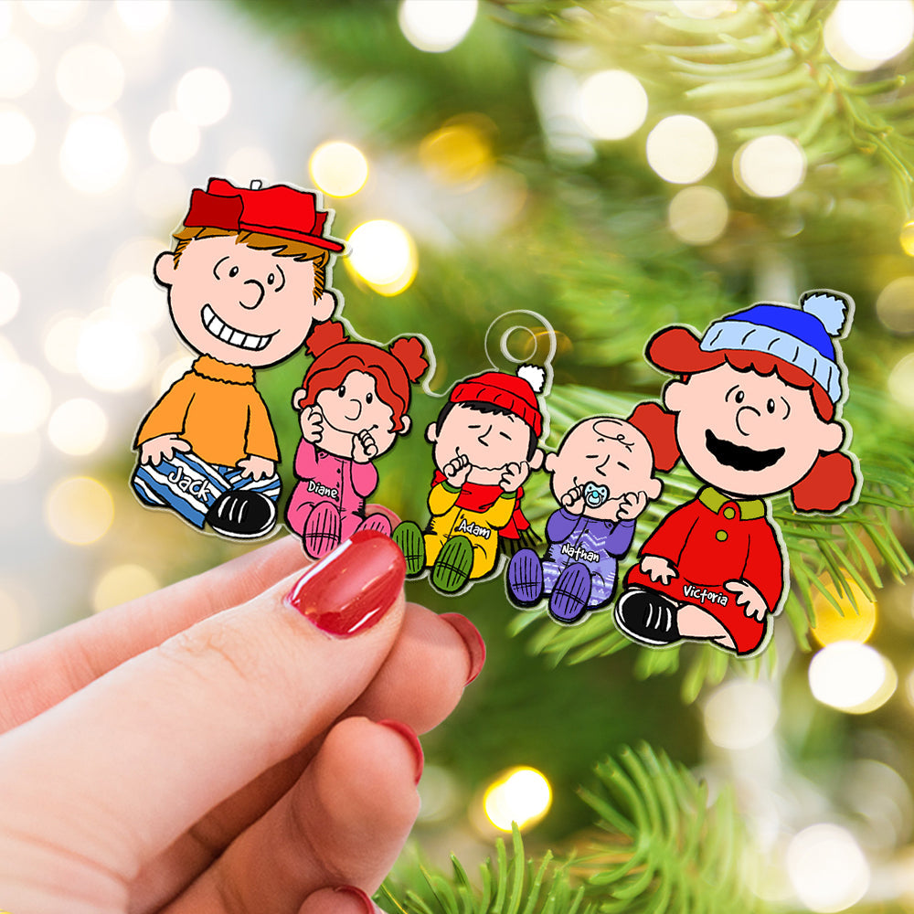 Custom Family Christmas Cartoon Ornament - Personalized Holiday Decor