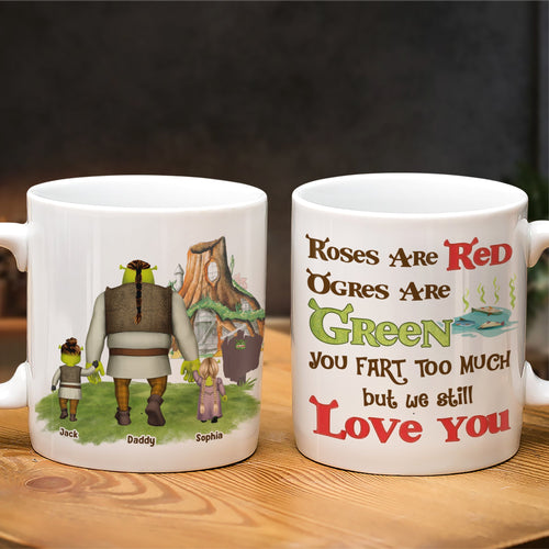 Personalized Funny Ogre Mug for Dad - Custom Family Names Coffee Mug PopCulturePrints