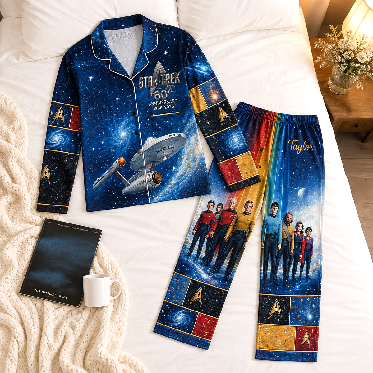 “Embrace the Stars” - Long Time In The Cosmic Pajama Set - Personalized Gifts for Every Sci-Fi Fan