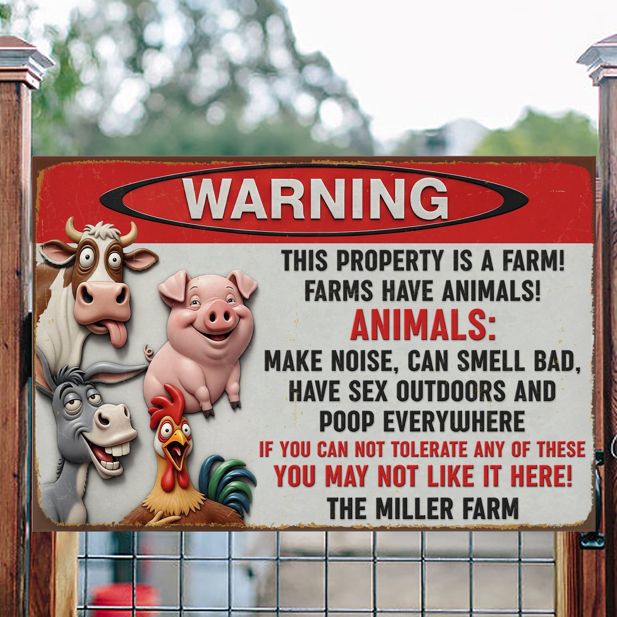 Warning: Farm Life is Adorable! – Funny Farm Animals Metal Sign – Personalized Gifts For Farmers Metal Signs PopCulturePrints