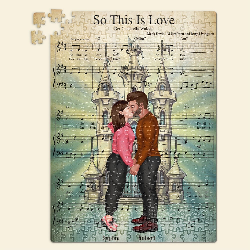 Personalized Romantic Jigsaw Puzzle - So This Is Love Wood Sign PopCulturePrints