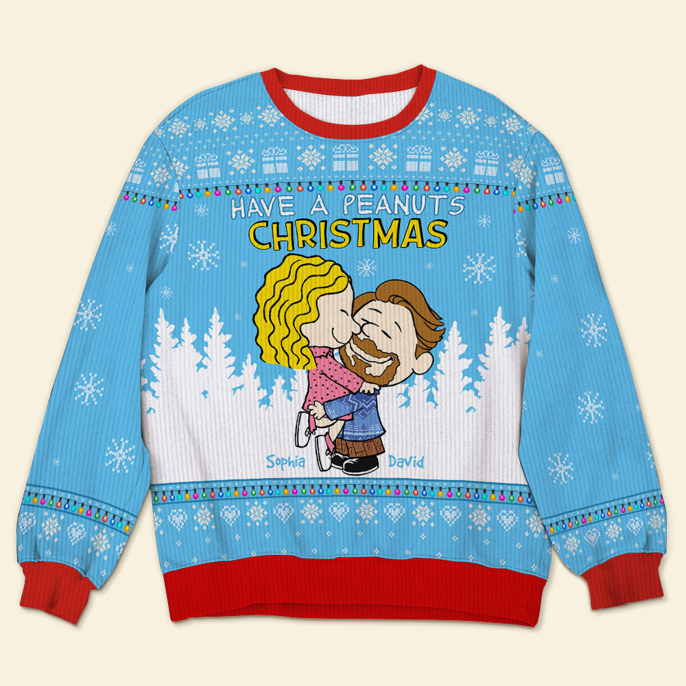 Custom Couple Christmas Sweater - Cute Cartoon Design