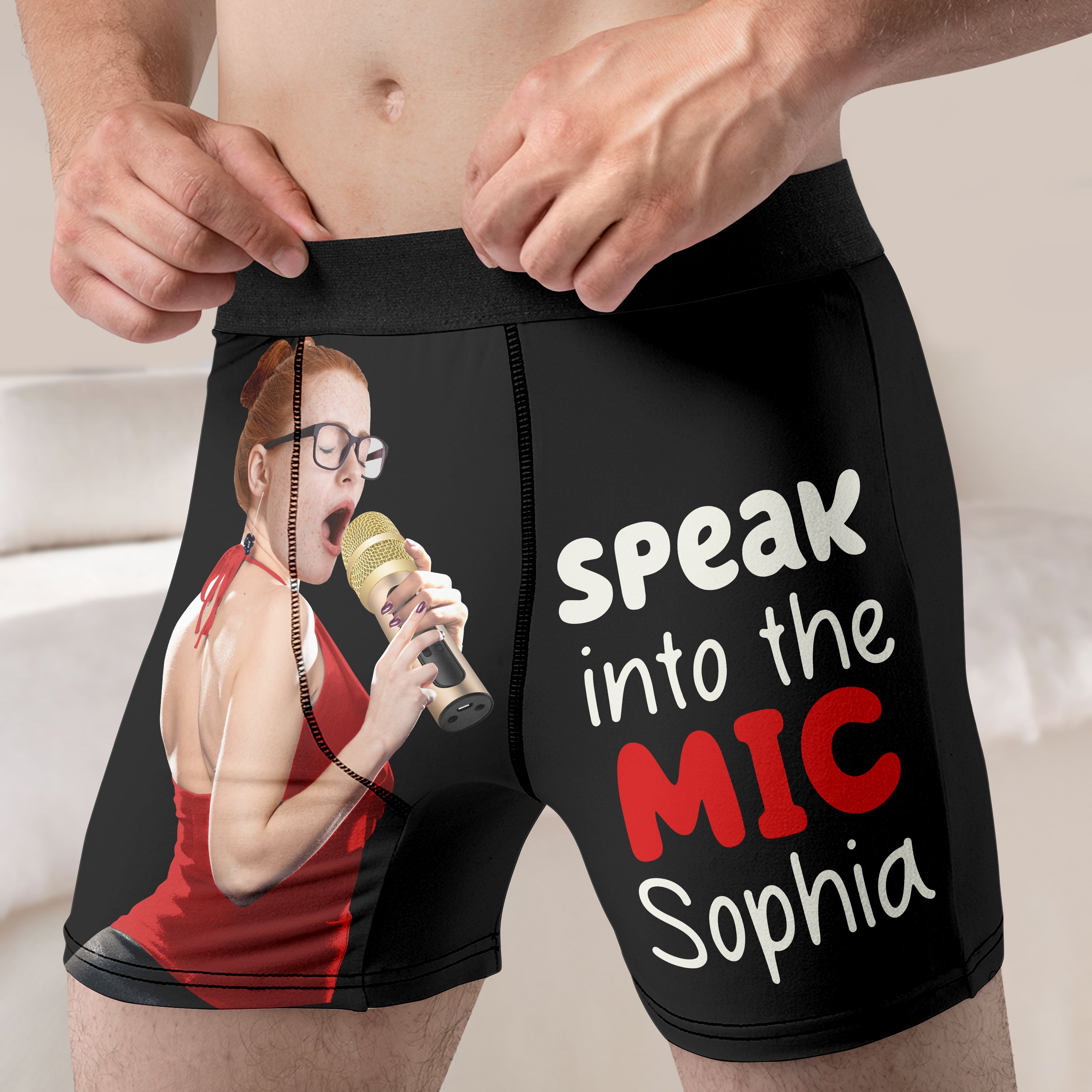 Personalized Speak Into The Mic Men's Boxers for Couples Boxer Briefs PopCulturePrints