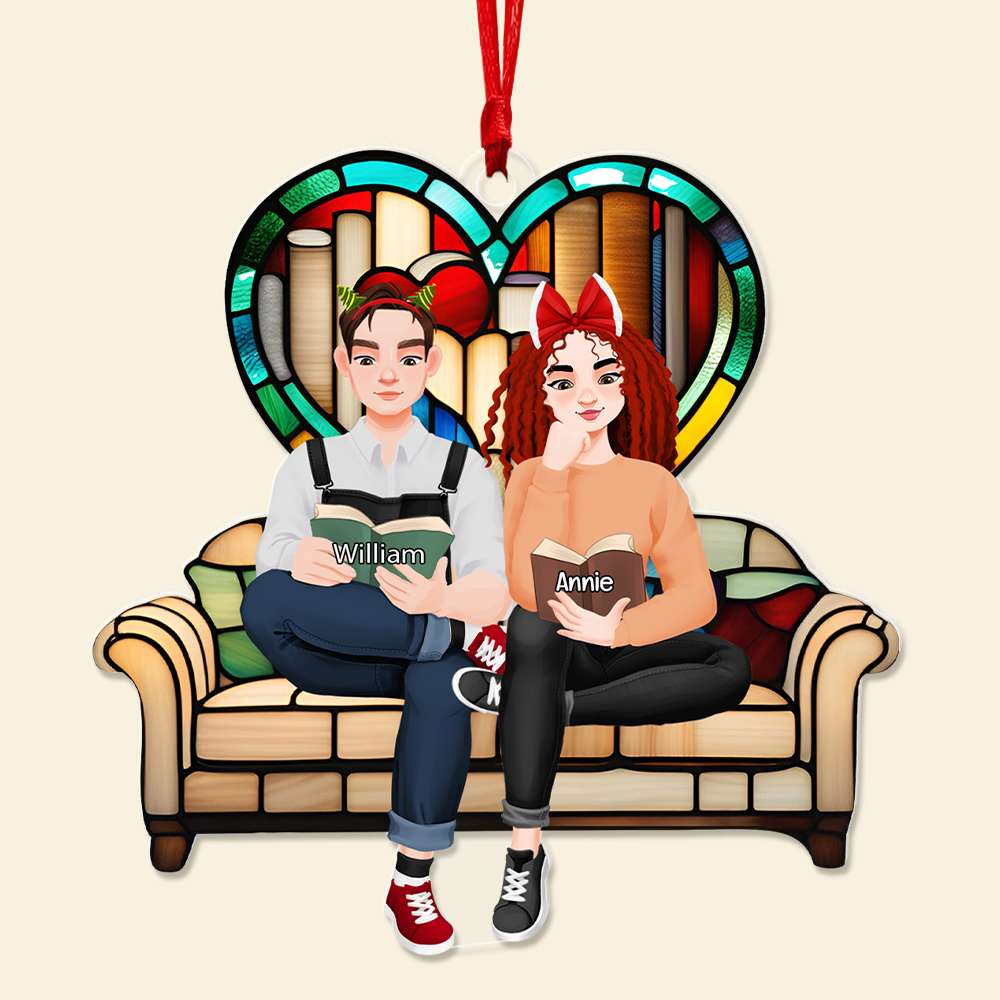 Custom Couple Christmas Ornament | Personalized Cozy Reading Theme | Valentine's Day Gifts Ornament PopCulturePrints