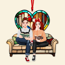Load image into Gallery viewer, Custom Couple Christmas Ornament | Personalized Cozy Reading Theme | Valentine&#39;s Day Gifts Ornament PopCulturePrints
