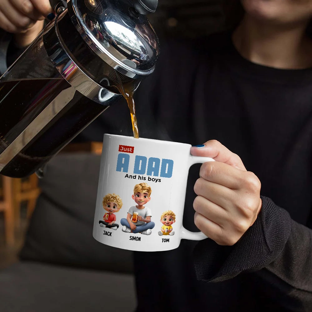 Just A Dad And His Girl 3D Cartoon - Personalized Mug Mug PopCulturePrints