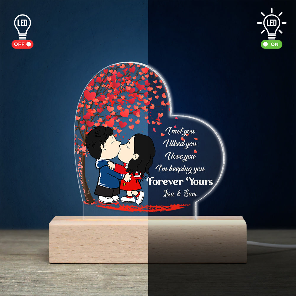 Personalized LED Light for Couples - Romantic Kissing Love Heart Tree