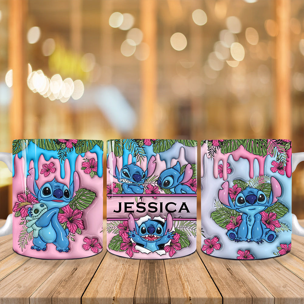 Personalized Cartoon Lover's Christmas Coffee Mug - Customizable Name Design