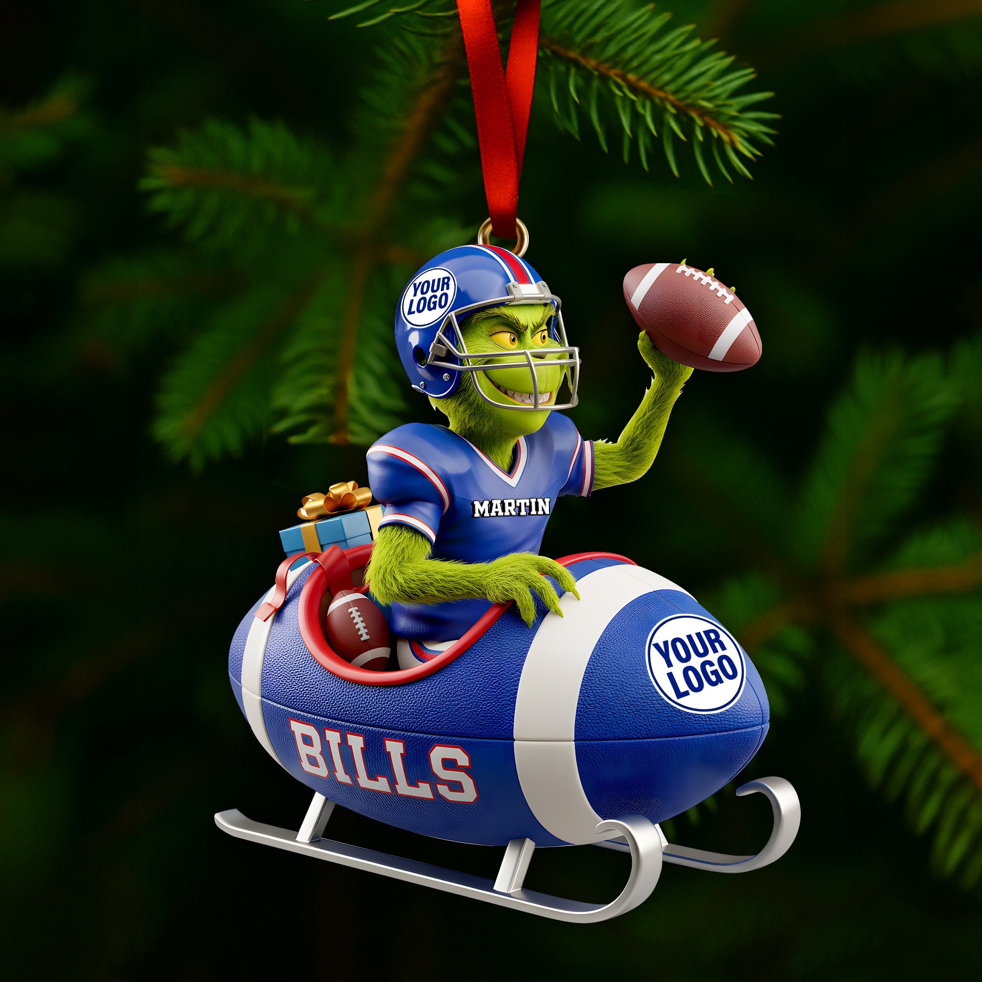 “Score Big This Holiday!” - Personalized Holiday Touchdown Ornament - Custom Gift for Sports Lovers Ornament PopCulturePrints