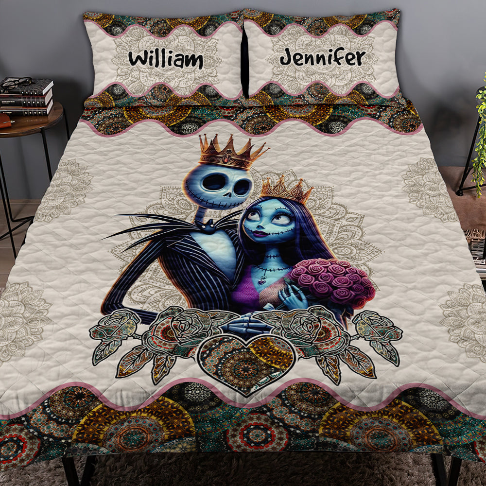 Valentine's Day Gifts: Spooky Love Personalized Quilt Bed Set for Couples - Unique Gift Blanket PopCulturePrints