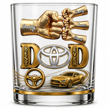 Load image into Gallery viewer, "Best Dad Ever" - Personalized Muscle Car Dad Round Glass - Unique Gift for Dads and Grandpas Glass PopCulturePrints
