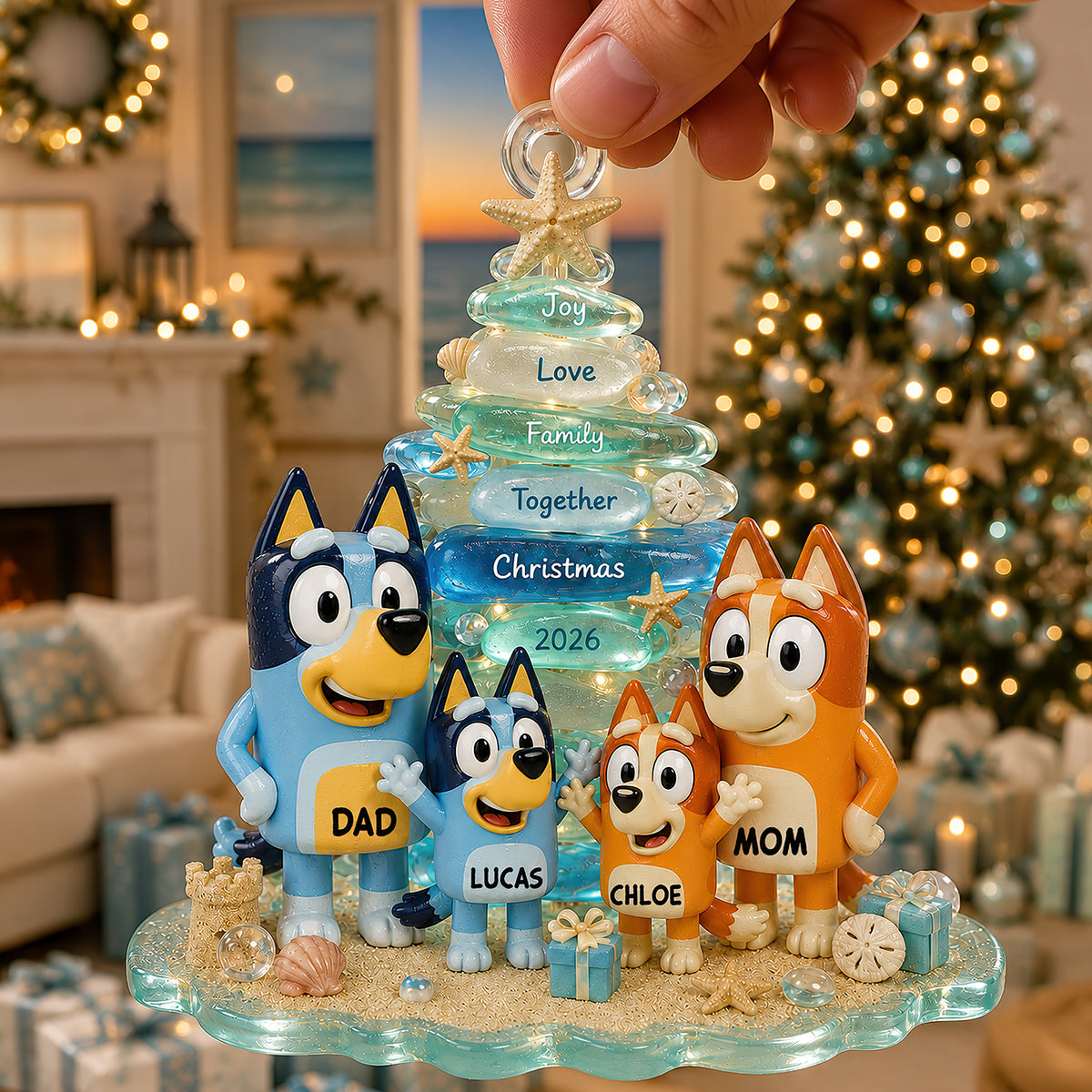 Puppy Family - Personalized Christmas Gift Ornament