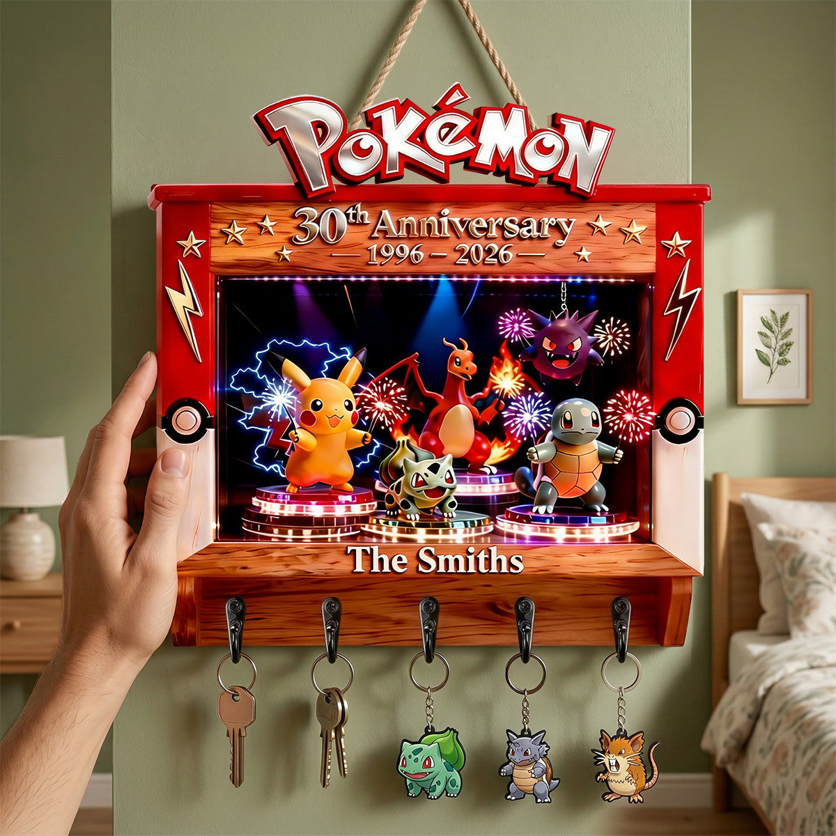 Celebrate 30 Years of Pokémon Adventure - Personalized Key Hanger for Game Lovers Key Hanger PopCulturePrints