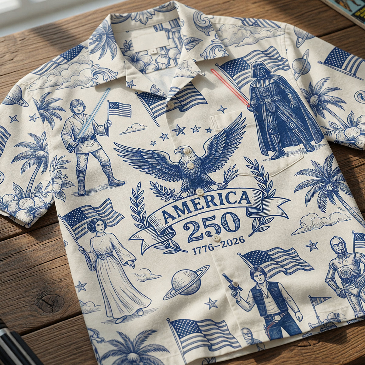 Celebrate 250 Years of Freedom - Proud American Hawaiian Shirt - Personalize for the Perfect Gift