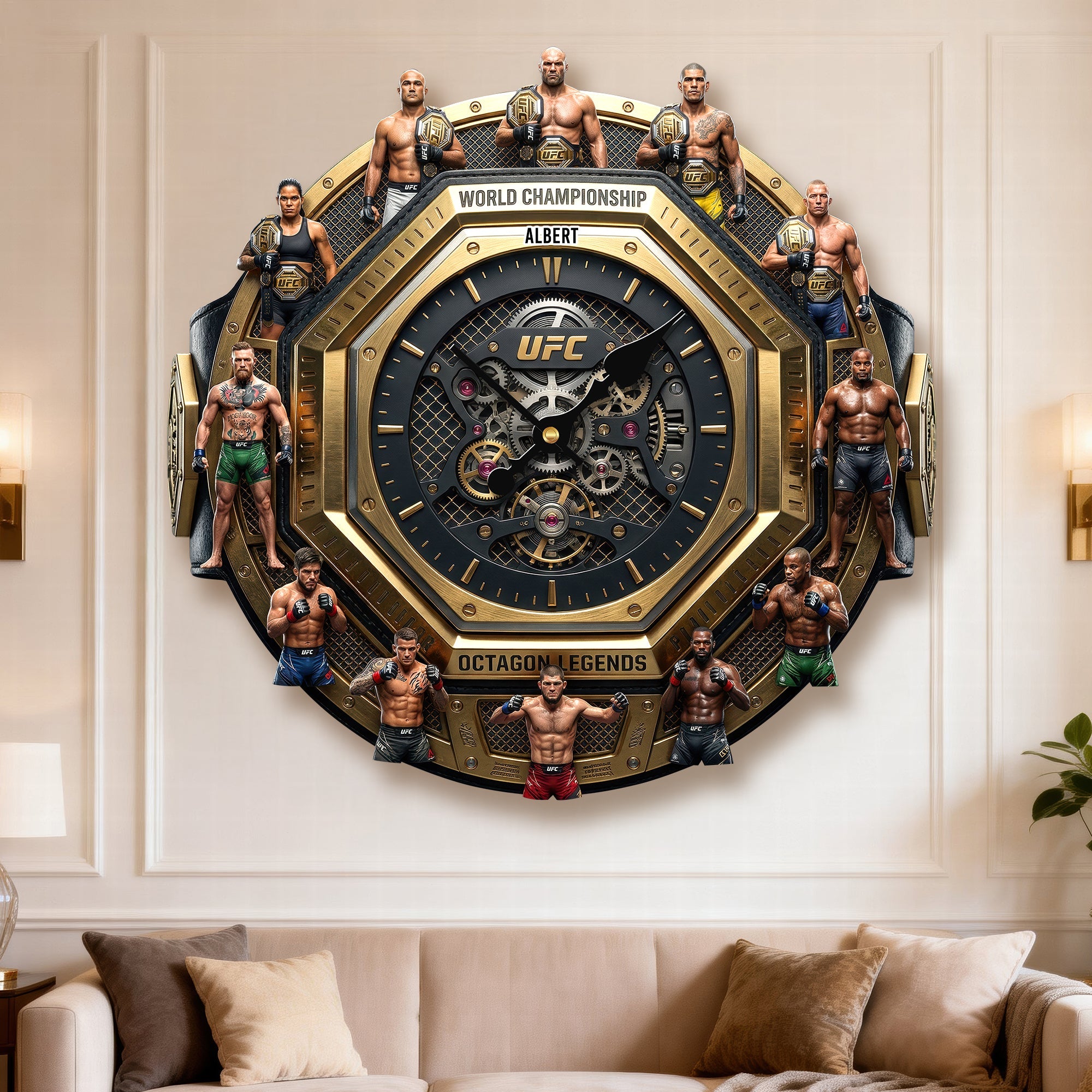 Time of Legends: Customizable UFC Hanging Wall Clock - Unique Gift for Sports Fans Hanging Wall Clock PopCulturePrints