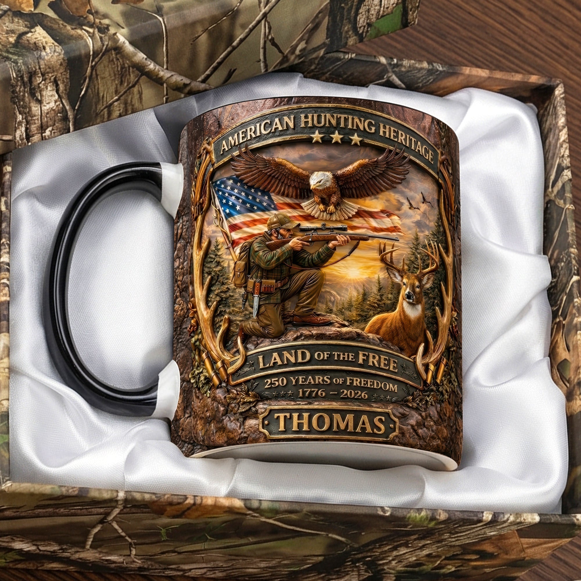 “Land of the Free - Personalized Mug for Hunters” - Custom Gift for Outdoor Enthusiasts Coffee Mug PopCulturePrints