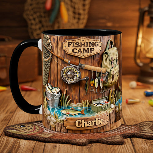 “Reel in the Fun!” - Personalized Fishing Camp Coffee Mug - Custom Gift for Fishing Enthusiasts Coffee Mug PopCulturePrints