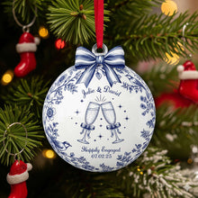 Load image into Gallery viewer, Love Sparkles: Personalize Your Happily Engaged Couple Ornament - Unique Christmas Gift for Couples Ornament PopCulturePrints
