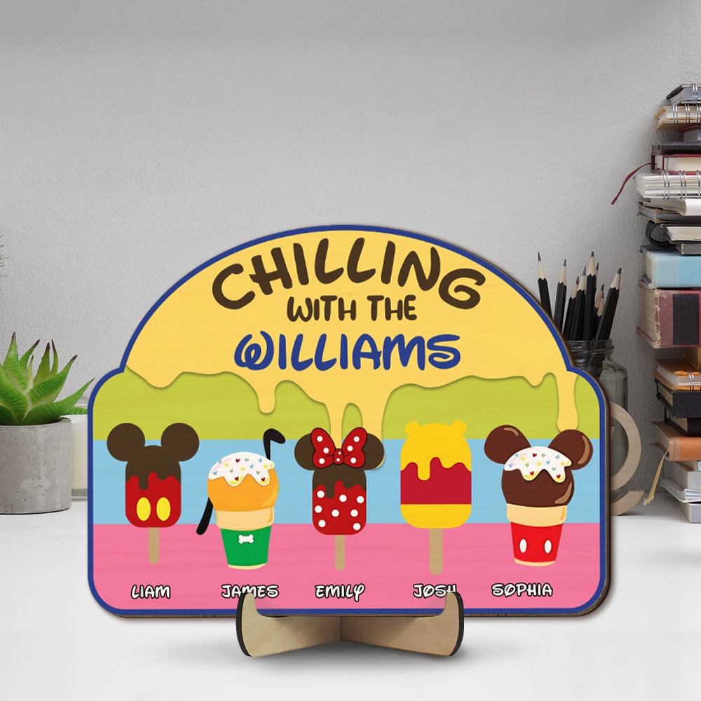 Personalized Ice Cream Family Wood Sign - Custom Name Decor Wood Sign PopCulturePrints