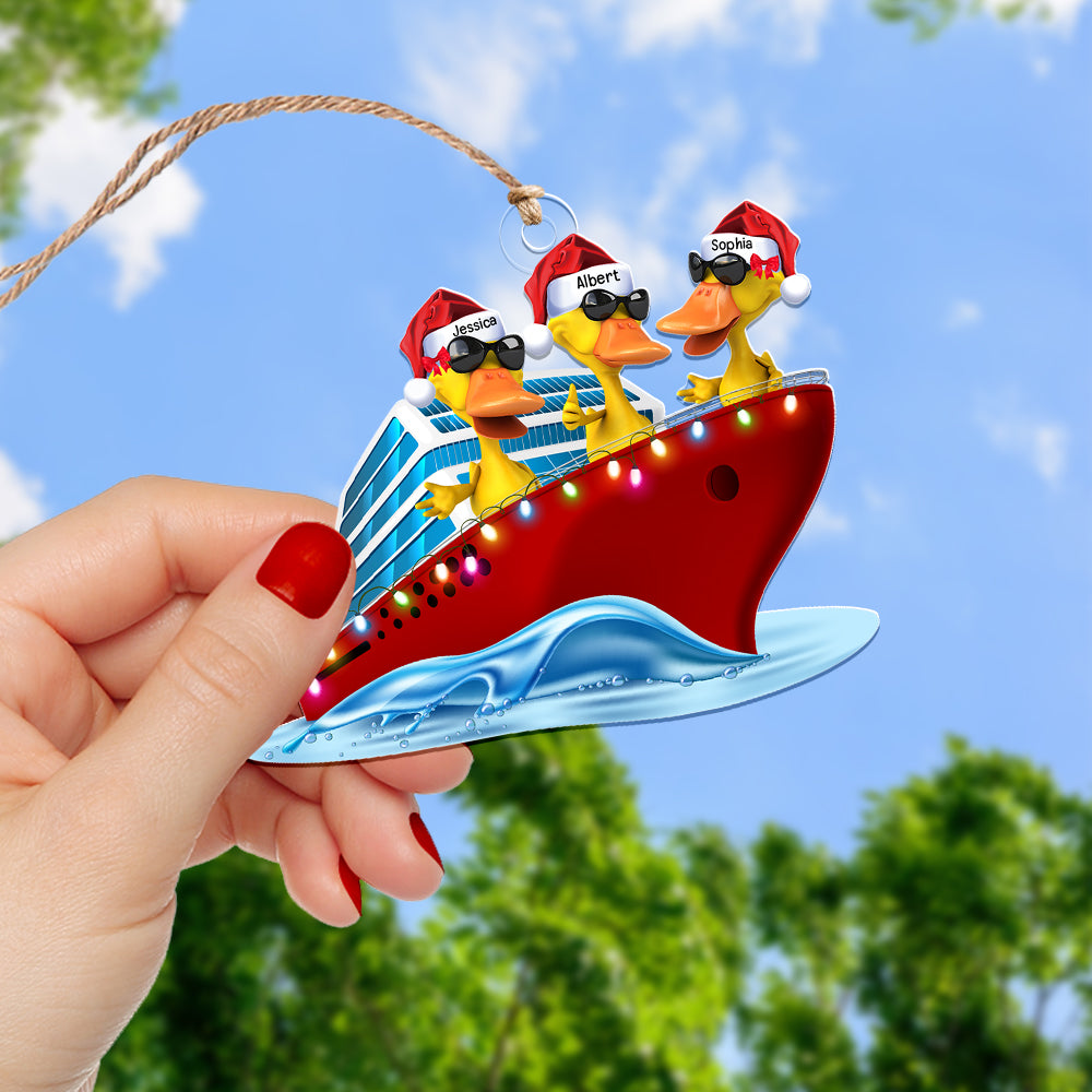 Personalized Christmas Ornament for Duck Lovers - Cruising Duck Theme