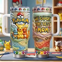 Load image into Gallery viewer, We Caught the Best Mom - 40oz Tumbler With Handle - Personalized Gift for Moms and Grandmas Tumbler Cup PopCulturePrints
