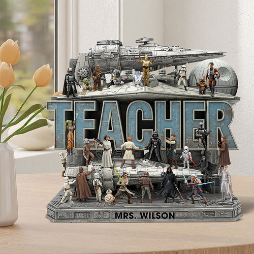 Best Teacher In The Galaxy - Personalized Teacher Acrylic Plaque Shaped Plaques PopCulturePrints