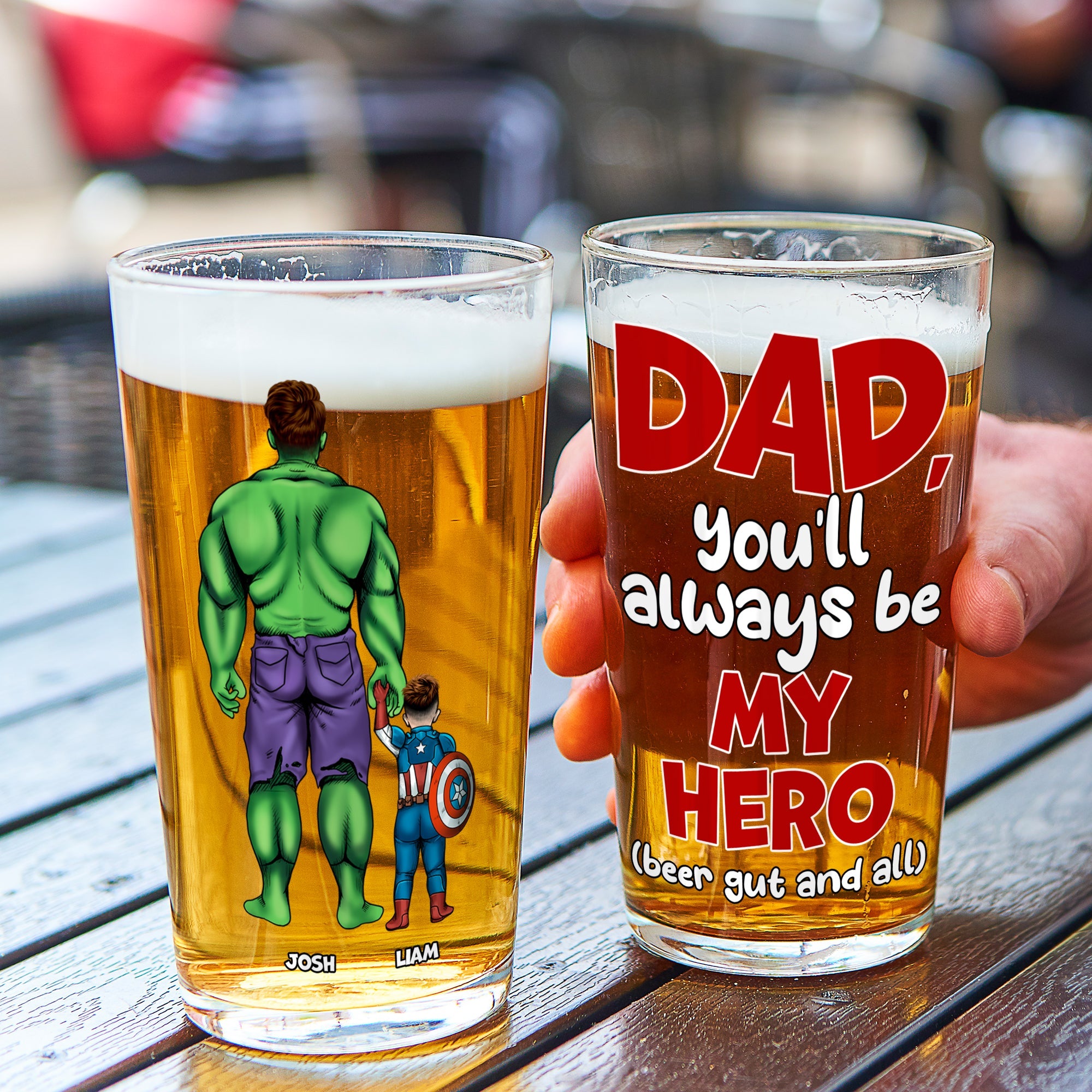 Personalized Superhero Beer Glass for Dad - Father's Day Gift Beer Glasses PopCulturePrints
