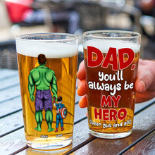 Load image into Gallery viewer, Personalized Superhero Beer Glass for Dad - Father&#39;s Day Gift Beer Glasses PopCulturePrints
