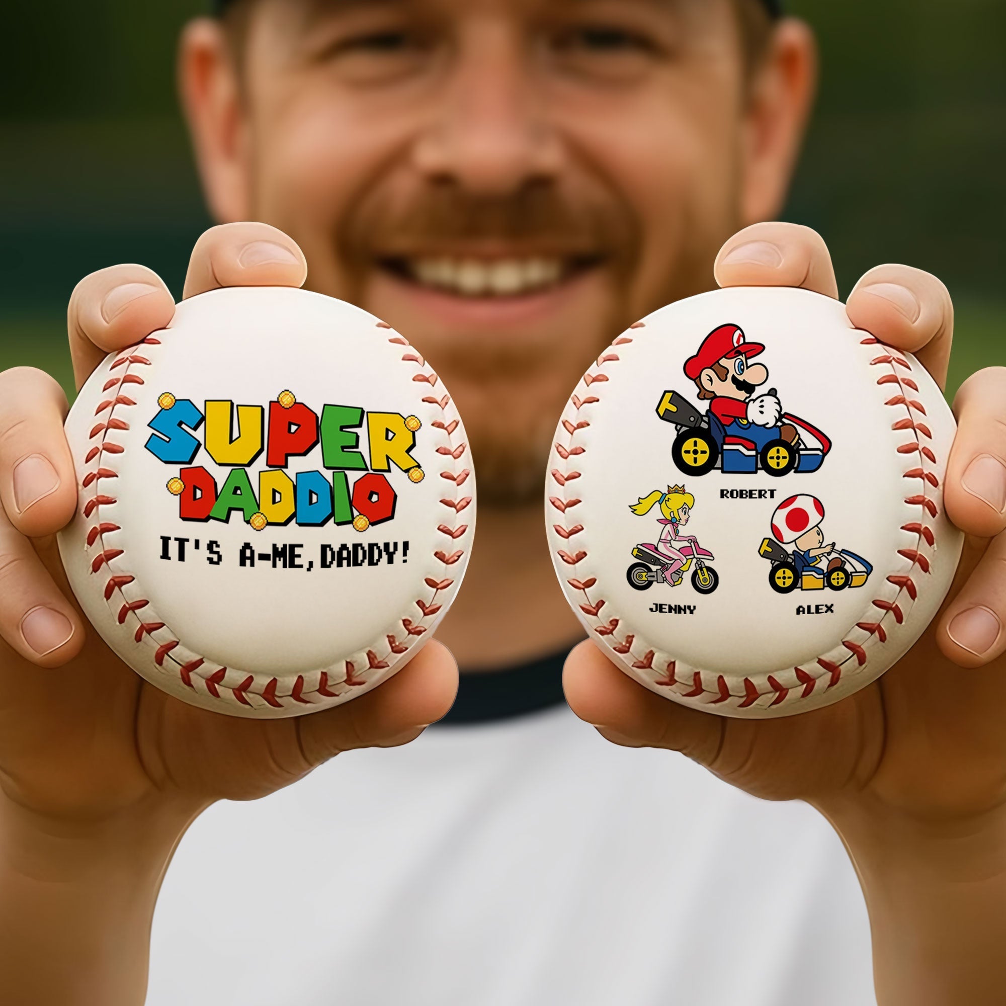 “It's-a-Me, Daddy!” - Personalized Super Dad Baseball Gift Baseball PopCulturePrints