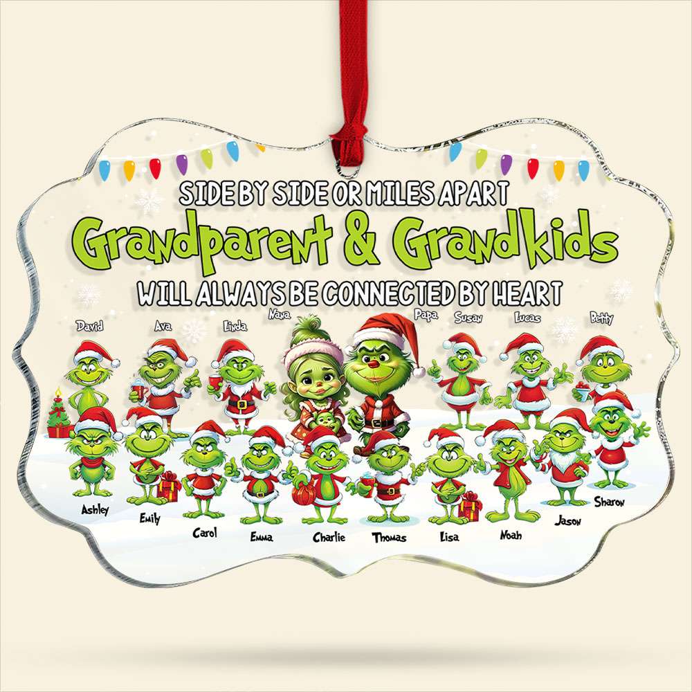 Personalized Grandparents & Grandkids Christmas Ornament - Side By Side Or Miles Apart