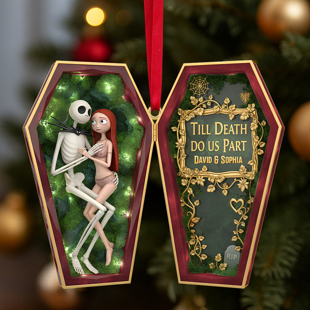 “Till Death Do Us Part” - Personalized Spooky Couples Christmas Ornament - Unique Gift for Couples, Halloween Lovers Ornament PopCulturePrints