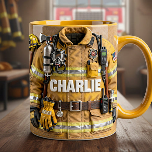 Personalized Firefighter Coffee Mug - A Custom Gift for Firefighters and Heroes Coffee Mug PopCulturePrints