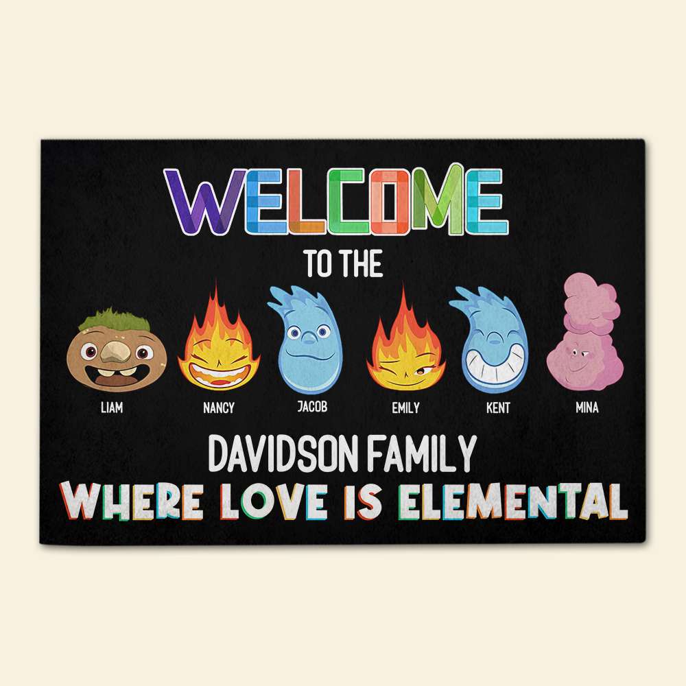 Personalized Elemental Family Welcome Doormat Doormat PopCulturePrints